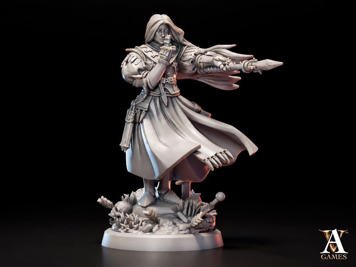 Human Battle Mage Miniature | Armored Wizard in Spellcasting Pose | UNPAINTED Resin DnD Pathfinder
