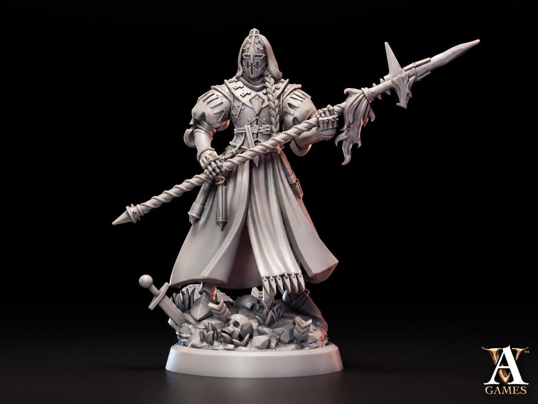 Human Eldritch Knight Miniature | Armored Battle Mage with Spear | UNPAINTED Resin DnD Pathfinder