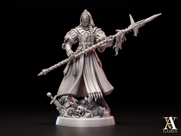 Human Eldritch Knight Miniature | Armored Battle Mage with Spear | UNPAINTED Resin DnD Pathfinder