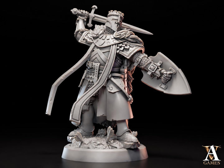 Sword and Shield Paladin Miniature | Human Knight in Plate Armor | UNPAINTED Resin DnD Pathfinder