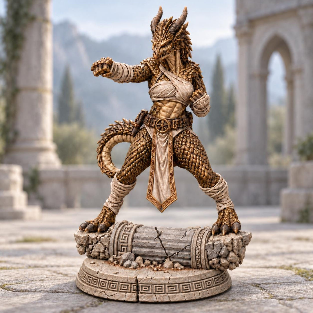Female Bronze Dragonborn Monk Miniature | Kaevrisa Open Hand Monk | UNPAINTED Resin DnD Pathfinder