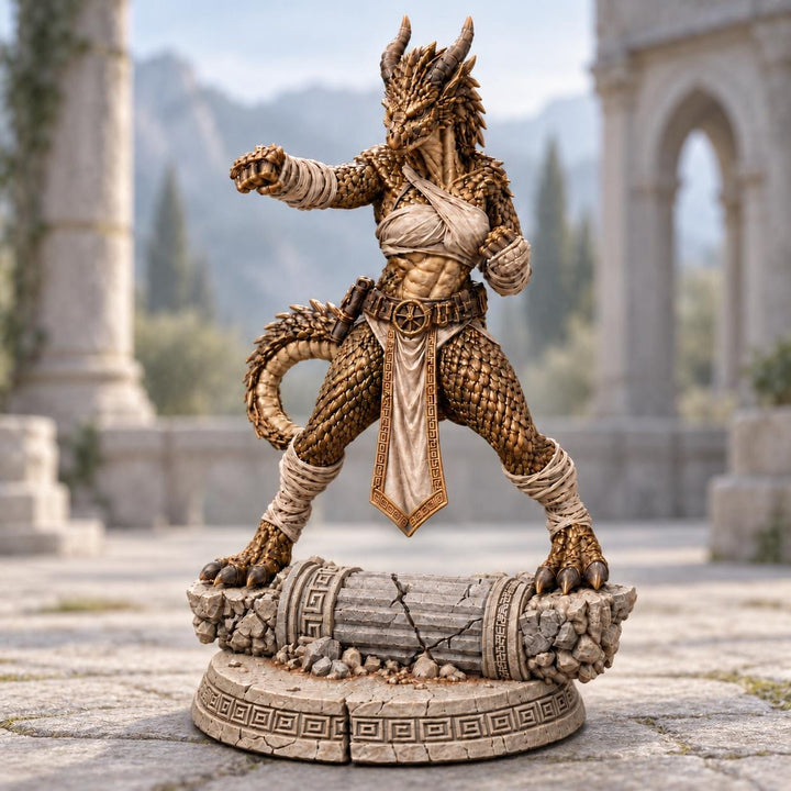 Female Bronze Dragonborn Monk Miniature | Kaevrisa Open Hand Monk | UNPAINTED Resin DnD Pathfinder