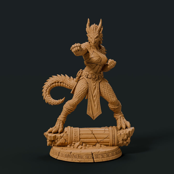 Female Bronze Dragonborn Monk Miniature | Kaevrisa Open Hand Monk | UNPAINTED Resin DnD Pathfinder