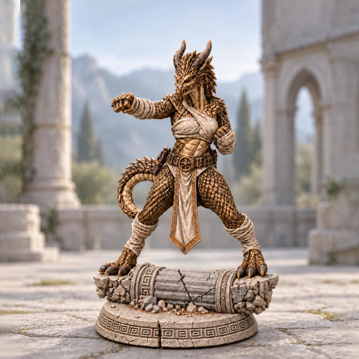 Female Bronze Dragonborn Monk Miniature | Kaevrisa Open Hand Monk | UNPAINTED Resin DnD Pathfinder