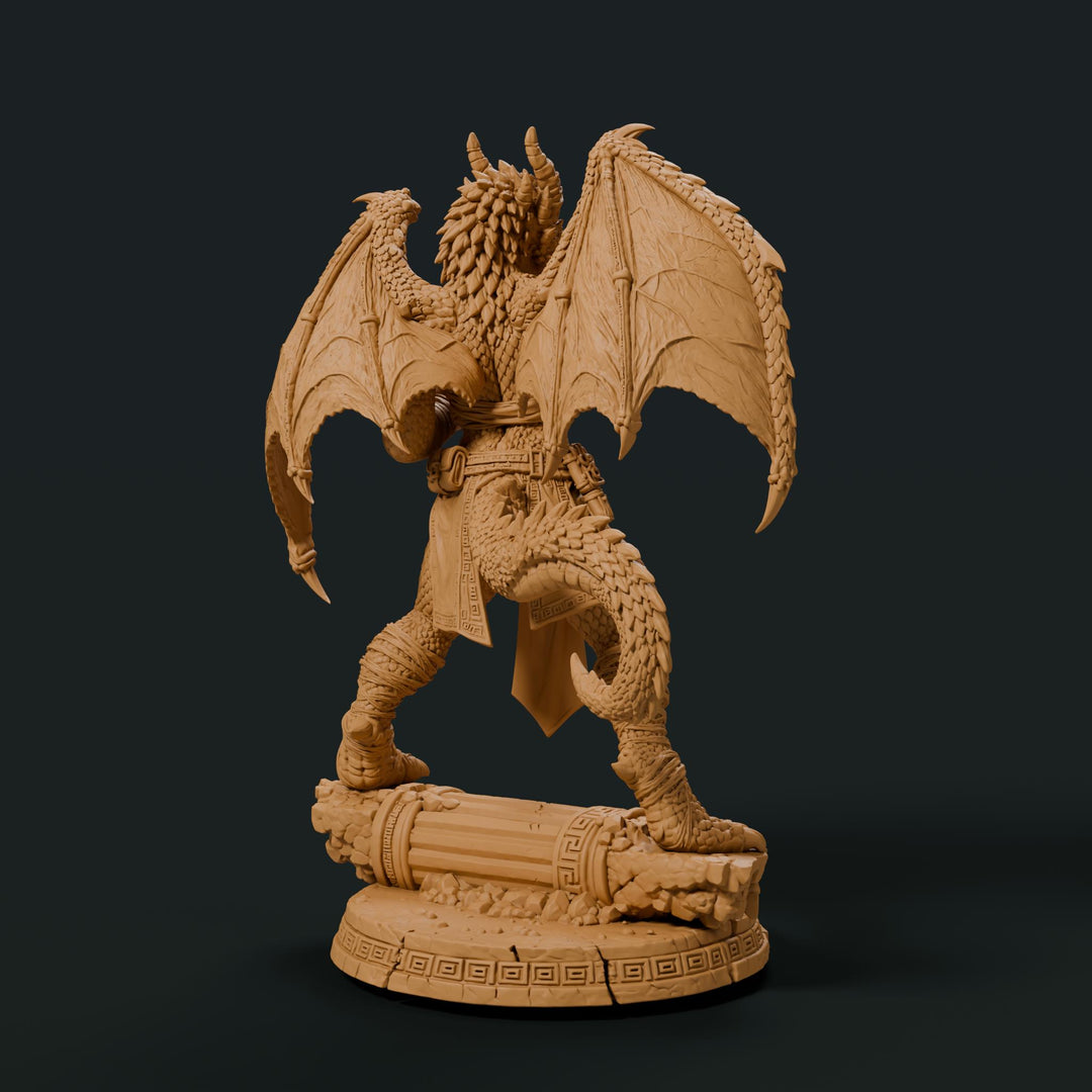 Female Silver Dragonborn Monk Miniature | Rhavelys Winged Open Hand Monk | UNPAINTED Resin DnD Pathfinder