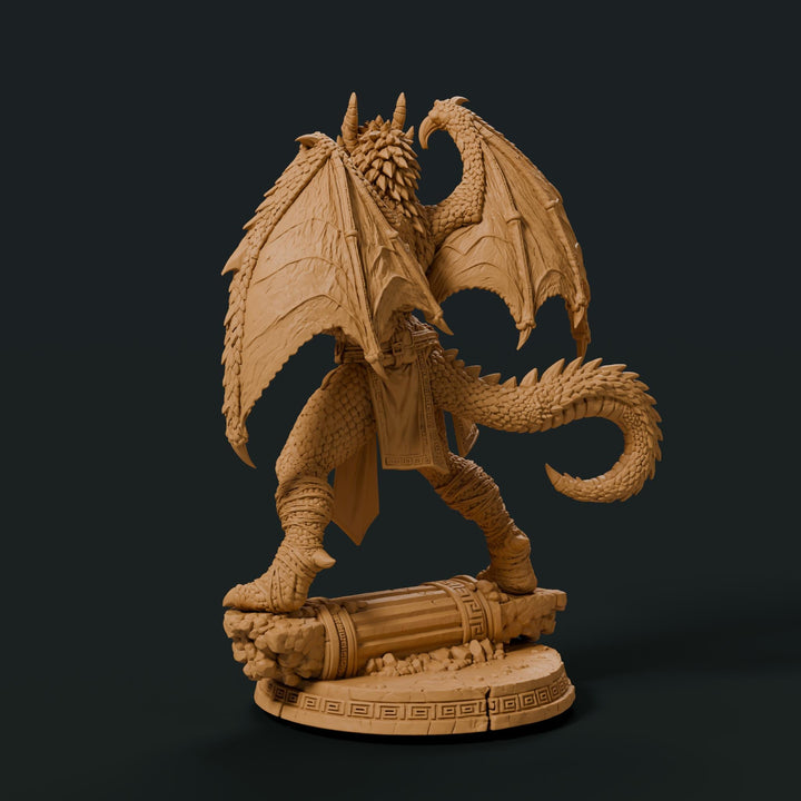 Female Silver Dragonborn Monk Miniature | Rhavelys Winged Open Hand Monk | UNPAINTED Resin DnD Pathfinder