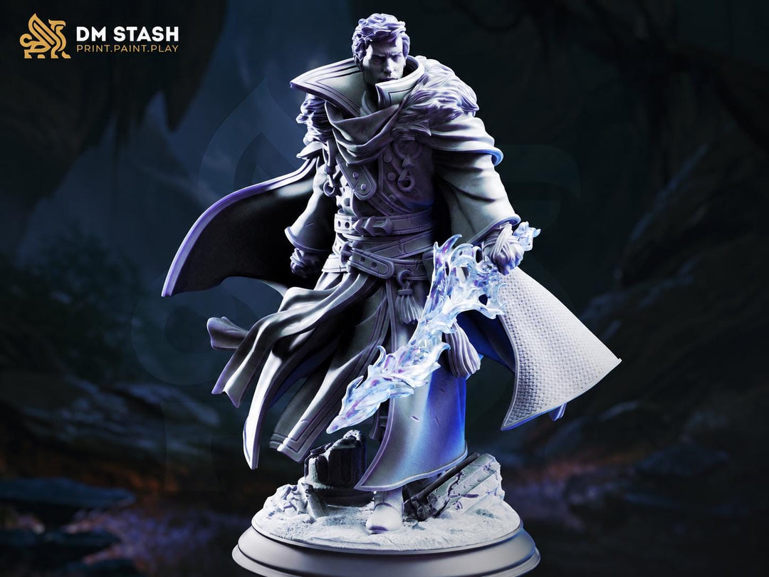 Human Wizard Miniature | Spellsword Battle Mage with Magic Sword | UNPAINTED Resin DnD Pathfinder