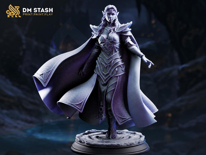 Female Dark Elf Cleric Miniature | Levitating Moon Priestess | UNPAINTED Resin DnD Pathfinder