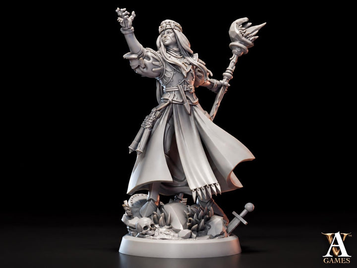 Human Wizard Miniature | Crowned Archmage with Crystal Staff | UNPAINTED Resin DnD Pathfinder