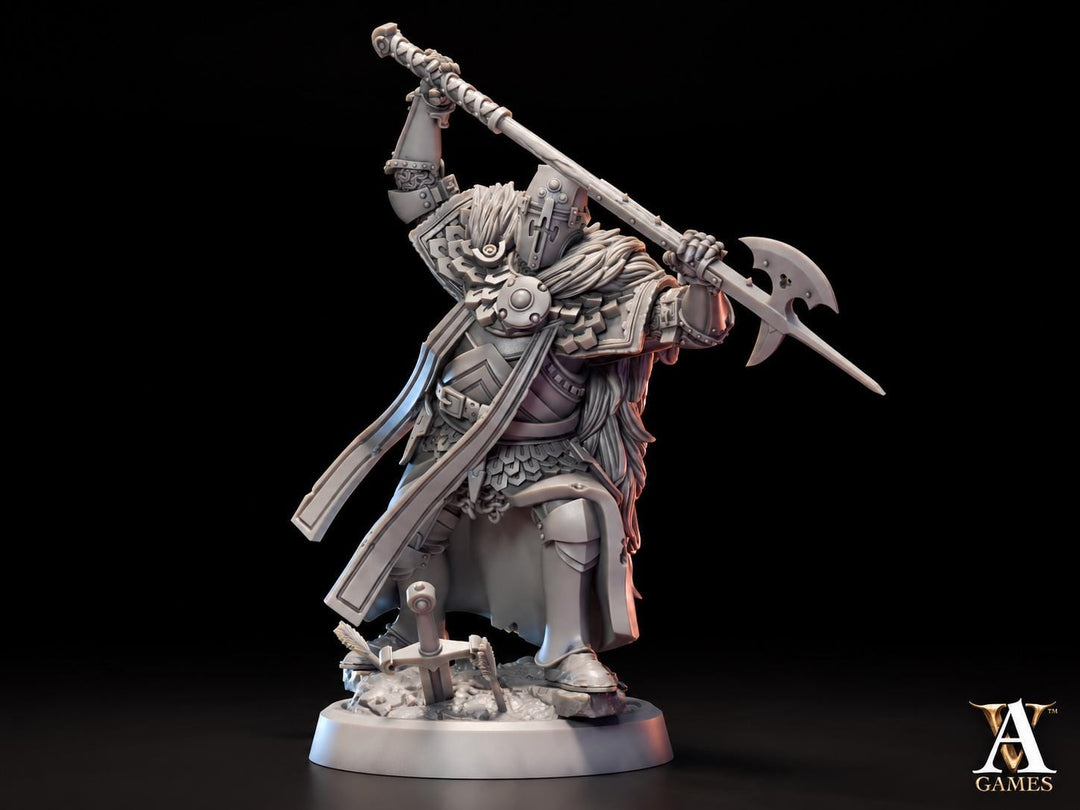 Human Halberd Fighter Miniature | Armored Knight Polearm Master | UNPAINTED Resin DnD Pathfinder