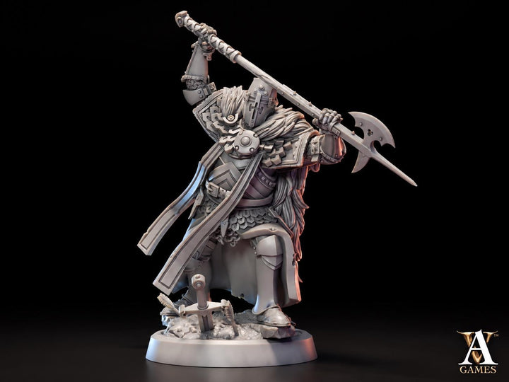 Human Halberd Fighter Miniature | Armored Knight Polearm Master | UNPAINTED Resin DnD Pathfinder