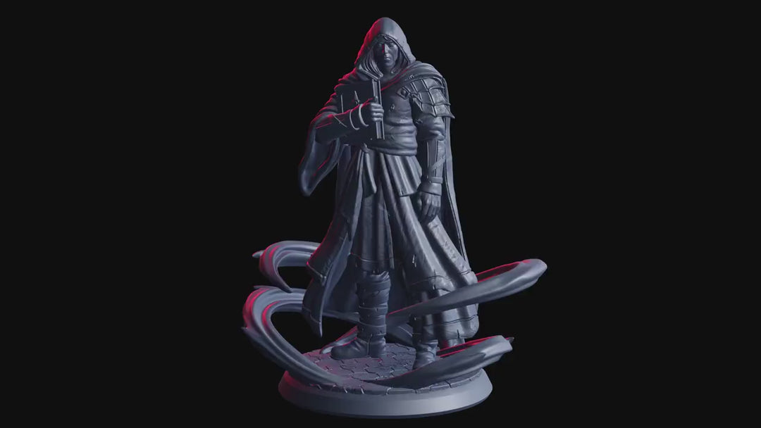 Hooded Warlock Miniature | Dark Scribe Necromancer | UNPAINTED Resin