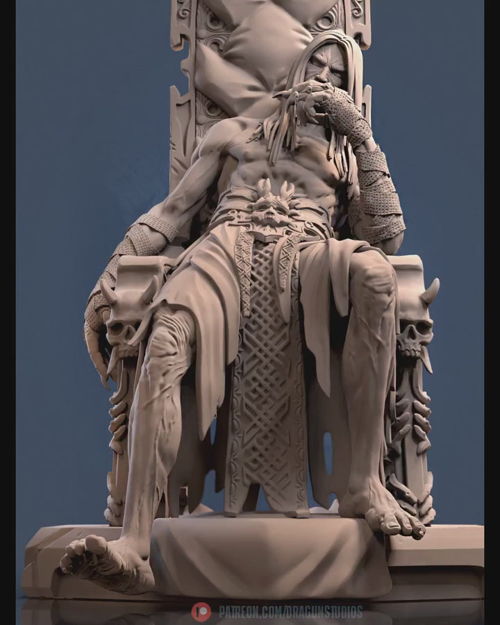 Vampire Lord Strahd on throne D&amp;D 5e Unpainted Miniature| 28mm,32mm,54mm,75mm,100mm Scales | Pathfinder Figure | RPG | Figurine unpainted |