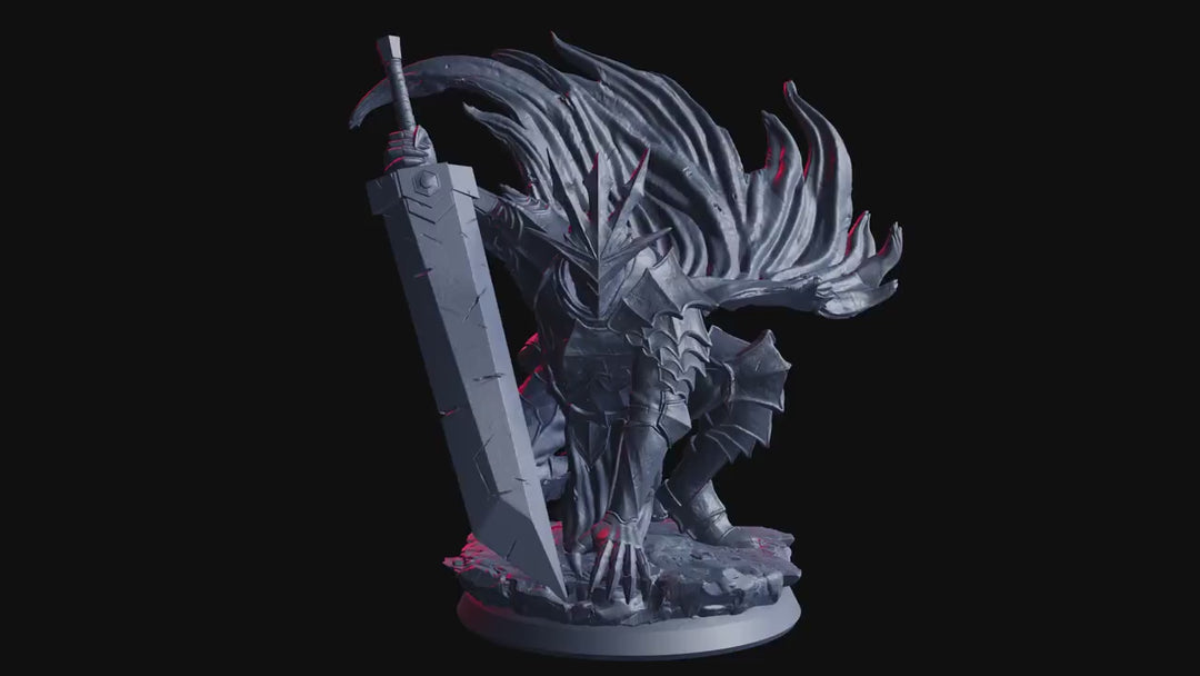 Dark Greatsword Knight Miniature | Two Hand Sword Warrior | Resin 28mm 32mm 54mm 75mm 100mm