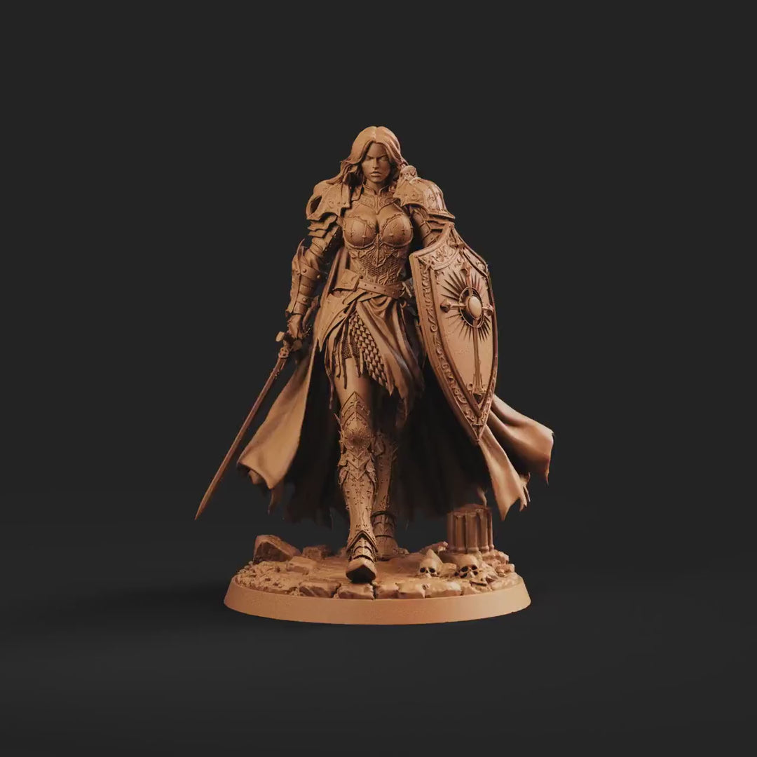 Female Paladin STL | Liora Sword Shield Holy Knight Digital Download | PaintedOrNot Original DnD Pathfinder