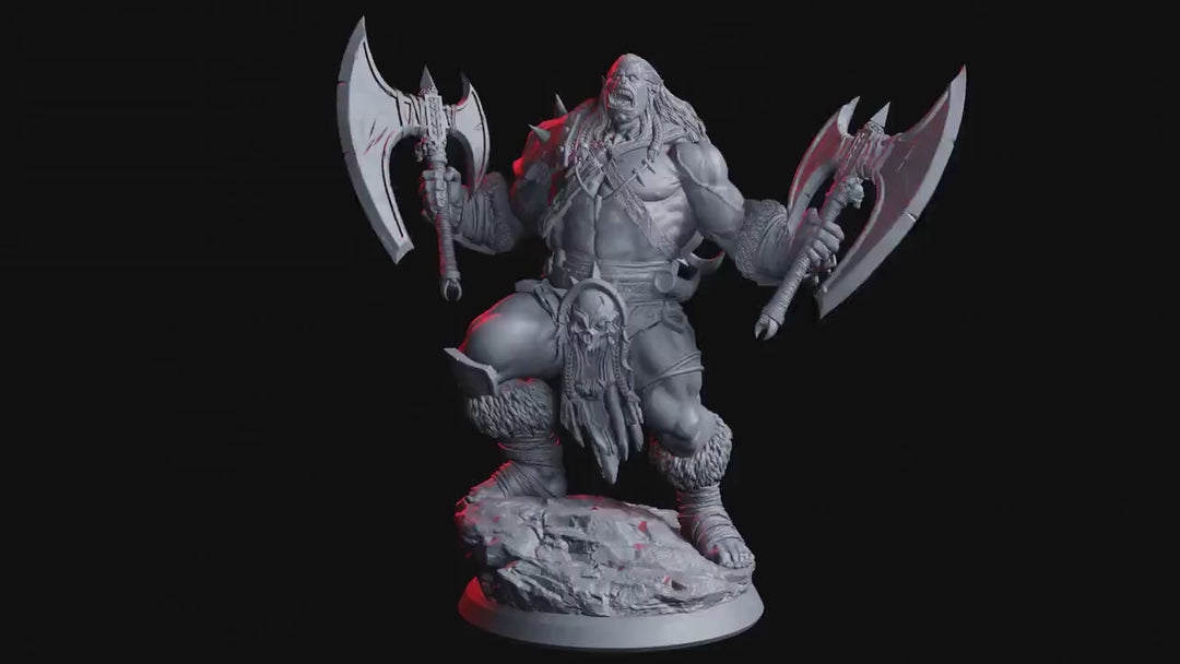 Orc Fighter Barbarian Dual Battle Axes D&amp;D 5e | Scales: 28mm, 32mm ,54mm, 75mm,100mm  Megaboss | Dungeons and Dragons | Pathfinder