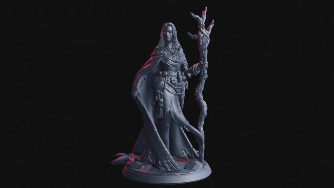 Circle of the Moon Druid, Cleric PC NPC | Resin Miniature 28mm,32mm,54mm,75mm,100mm Scale | Dungeons and Dragons, Pathfinder | Flesh of Gods
