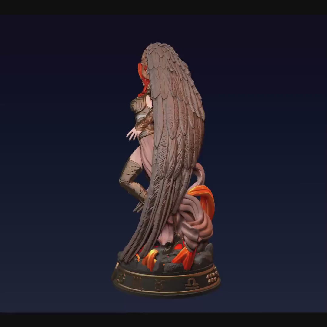 Female Angel Miniature | Aries Zodiac Sorceress NSFW Topless | UNPAINTED Resin DnD Pathfinder