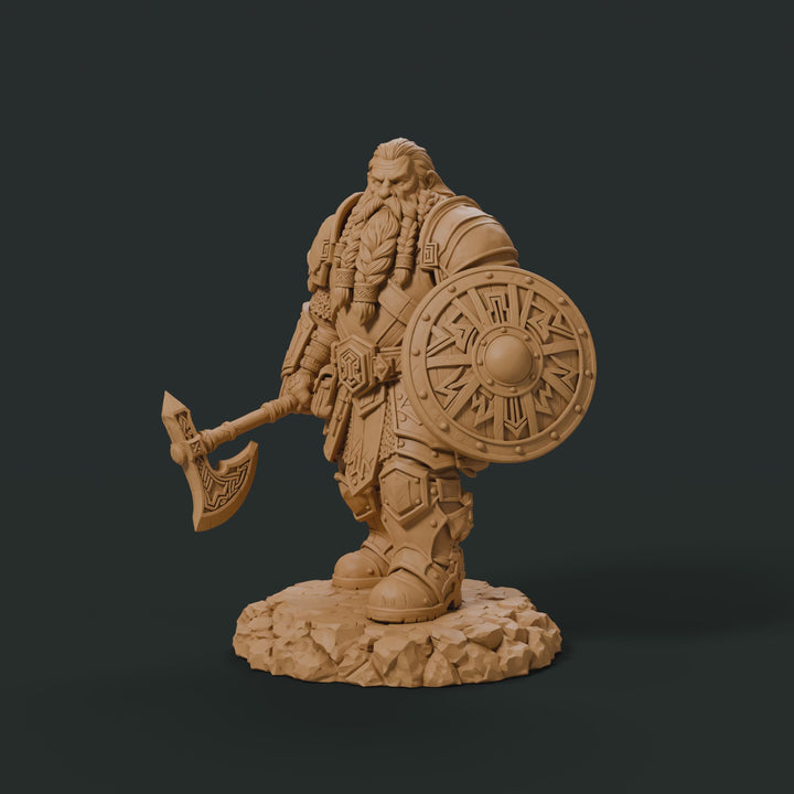 Dwarf Fighter Battle Master Miniature | Axe Shield Warrior | Ordrik Korrun | UNPAINTED Resin DnD Pathfinder