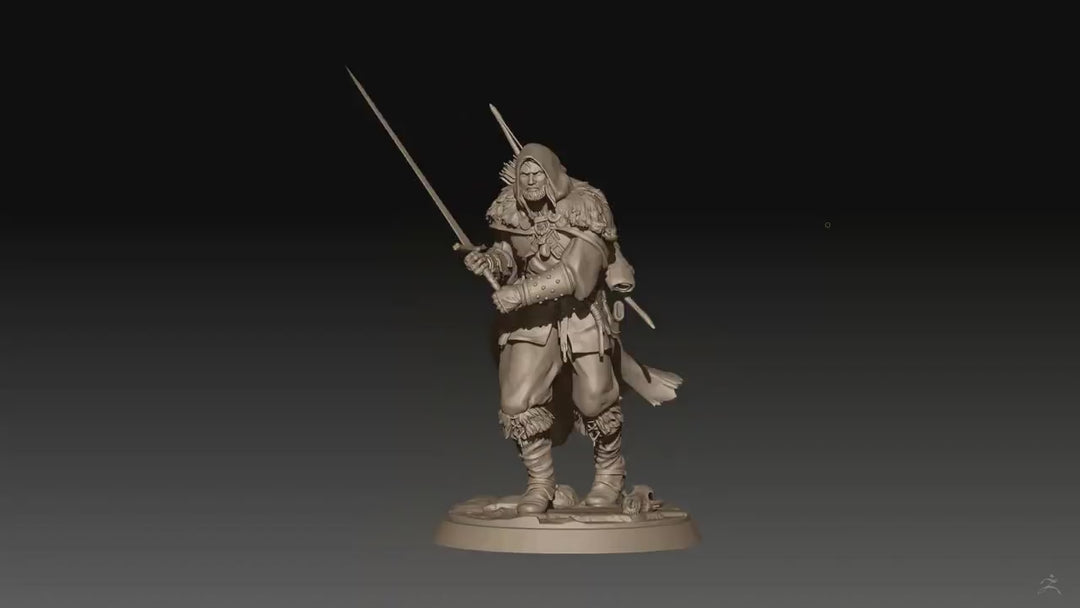 Human Ranger Unpainted Miniature, Torvin Sword Pose, PaintedOrNot Original Resin Mini for DnD 5E
