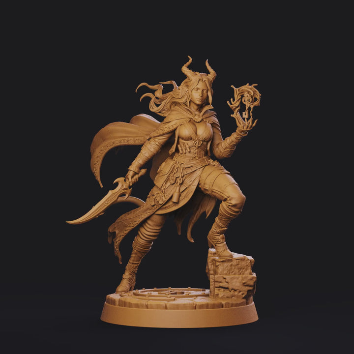 Female Tiefling Arcane Rogue Miniature, Belyra Spellblade, PaintedOrNot Original DnD Pathfinder
