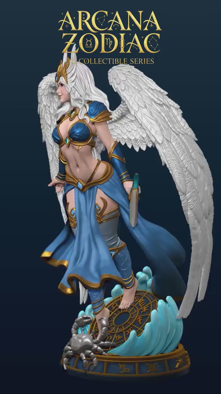 Female Angel Miniature | Cancer Zodiac Warrior NSFW Topless | UNPAINTED Resin DnD Pathfinder