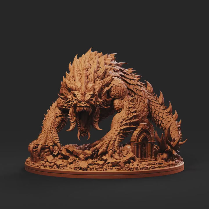 Tarrasque Miniature | Colossal Behemoth Boss Monster | Drovaskorn | UNPAINTED Resin 5E Pathfinder