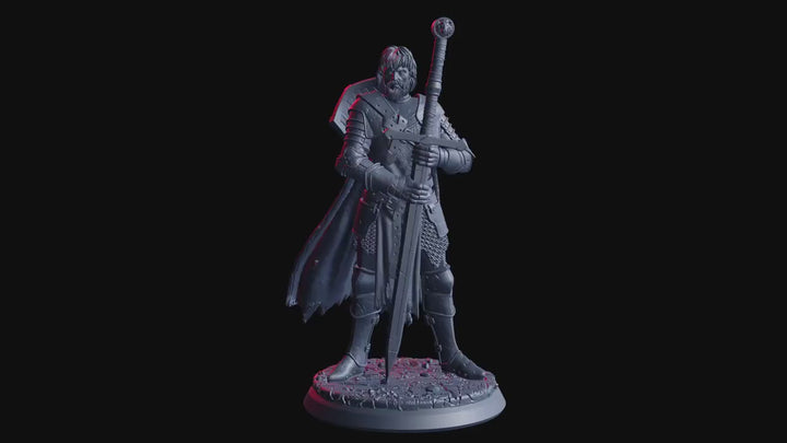 Human Fighter Miniature | Lone Battle Master Warrior | UNPAINTED Resin DnD Pathfinder