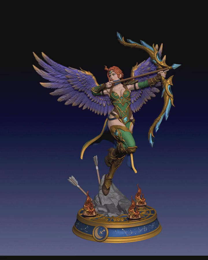Female Sagittarius Zodiac Miniature | Celestial Archer NSFW Topless | UNPAINTED Resin DnD Pathfinder