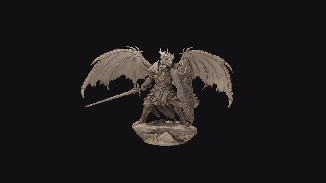 Winged Dragonborn Paladin Miniature, PaintedOrNot Original Design Unpainted Mini | 5 Sizes /Scales