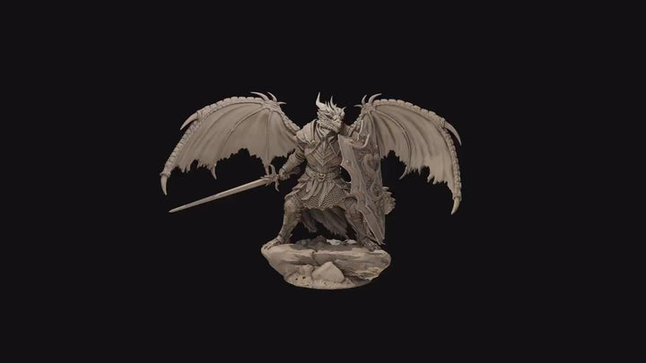 Winged Dragonborn Paladin Miniature, PaintedOrNot Original Design Unpainted Mini | 5 Sizes /Scales