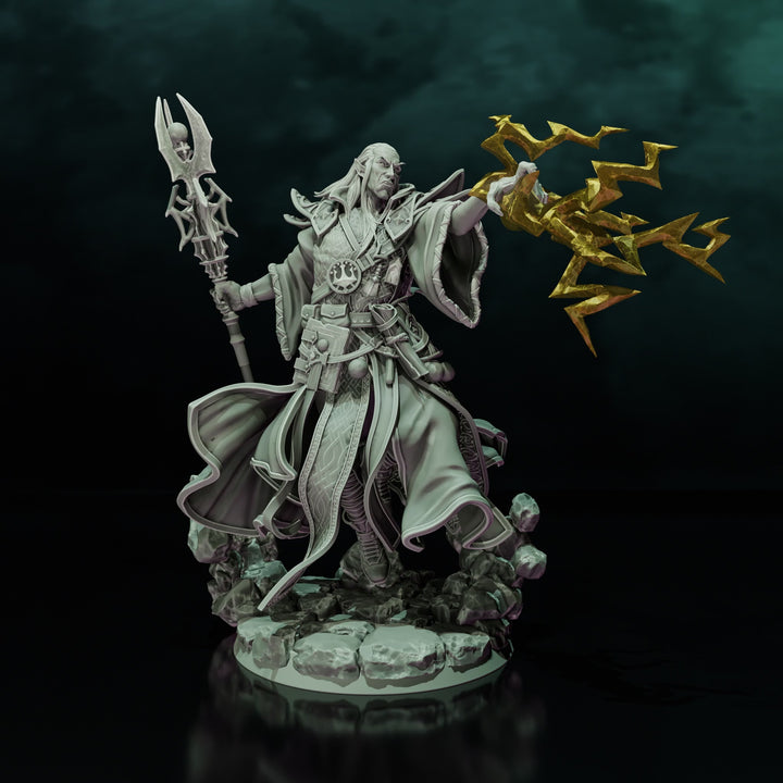 Elf Wizard Casting Spell PC NPC, Paintedornot Original Design Unpainted Mini | 5 Sizes /Scales