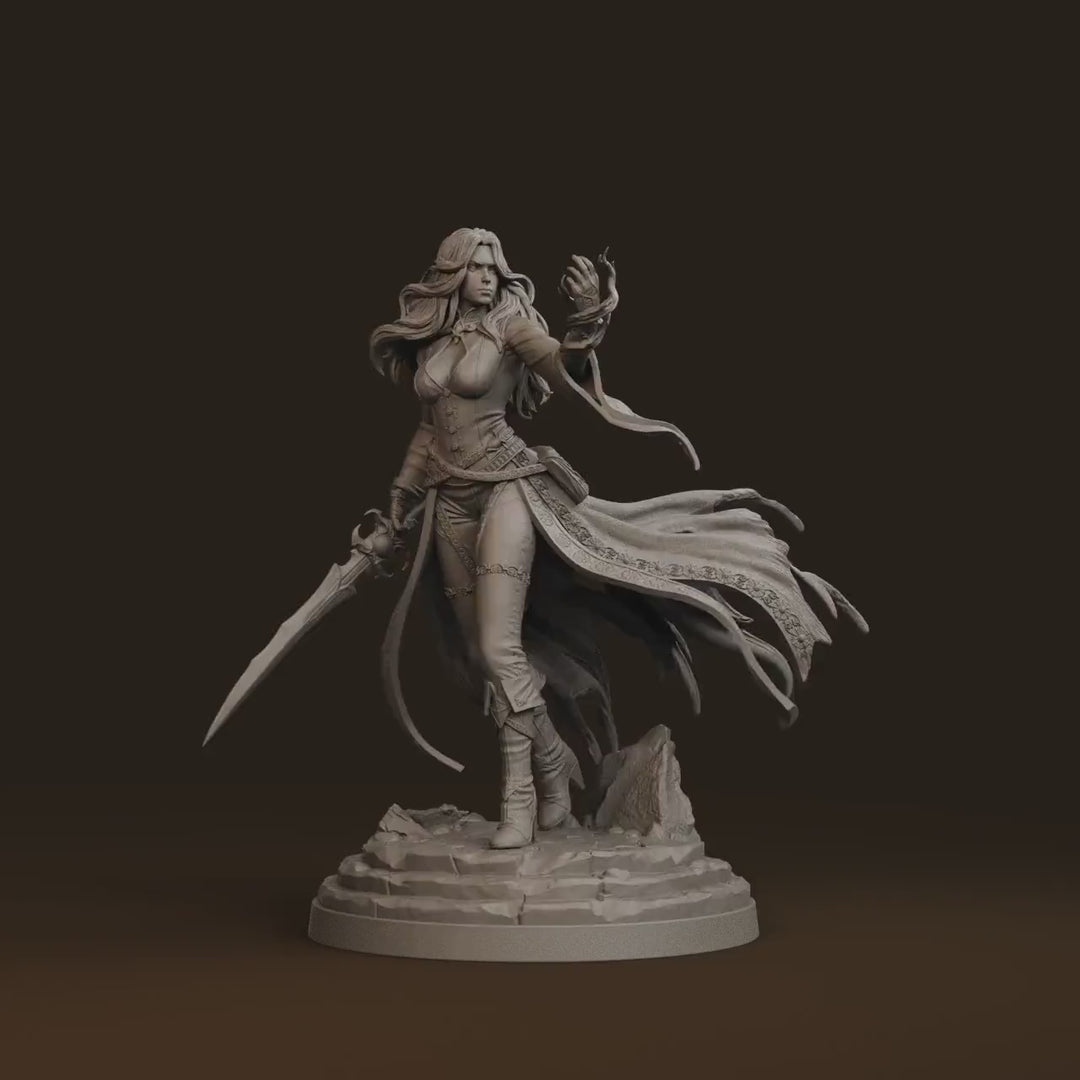 Female Warlock Unpainted Miniature, Malyra Pactblade Warlock, PaintedOrNot Original Resin Mini for DnD 5E