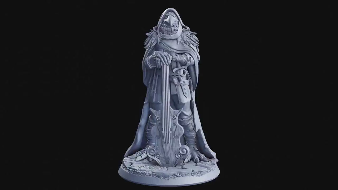 Kenku Bard, RavenFolk Aarakocra  | 28mm, 32mm,54mm,75mm, 100mm Scale Resin Mini | Dungeons and Dragons Pathfinder D&amp;D 5e| Flesh of God