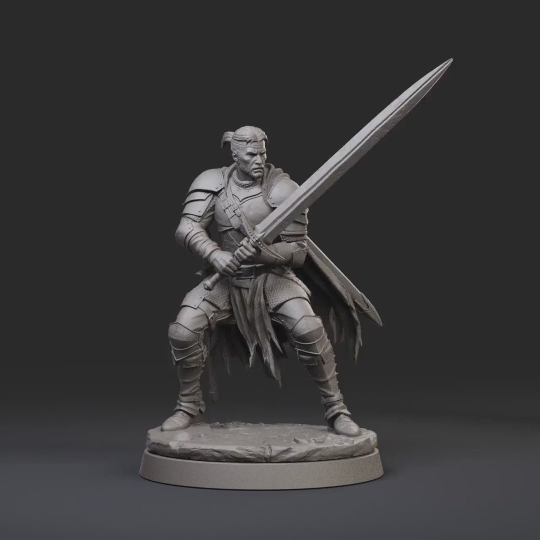 Human Fighter STL | Aldric Greatsword Warrior Digital Download | PaintedOrNot Original DnD Pathfinder