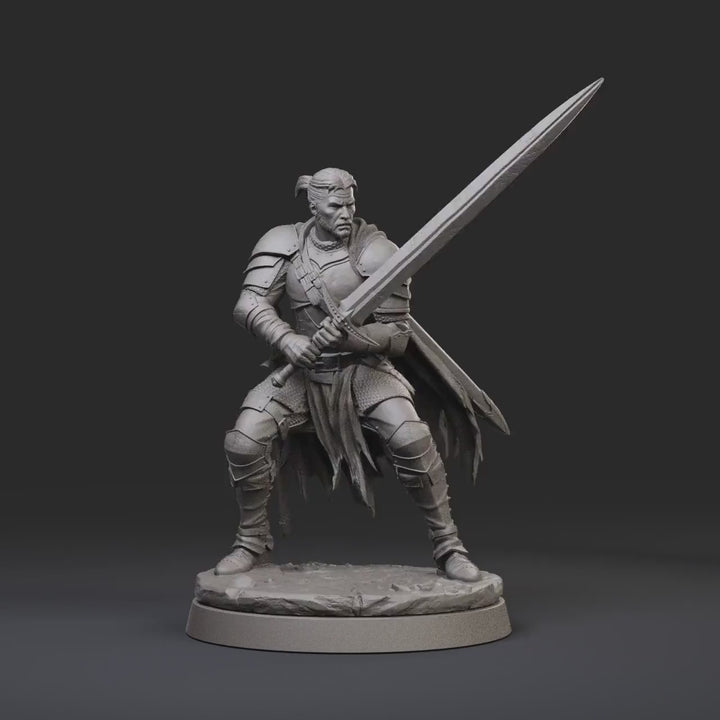 Human Fighter STL | Aldric Greatsword Warrior Digital Download | PaintedOrNot Original DnD Pathfinder