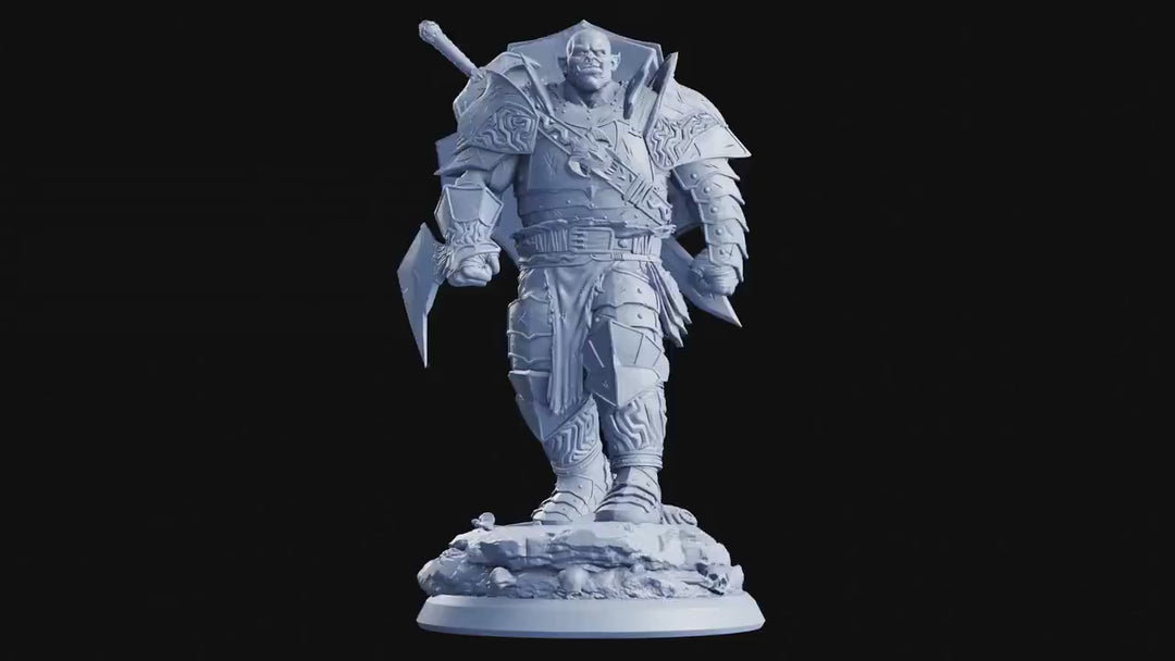 Half-Orc, Ogre Fighter Knight Paladin | 28mm, 32mm,54mm,75mm,100mm Scales | Player Character Mini -D&amp;D 5e Pathfinder Figurine |Flesh of Gods