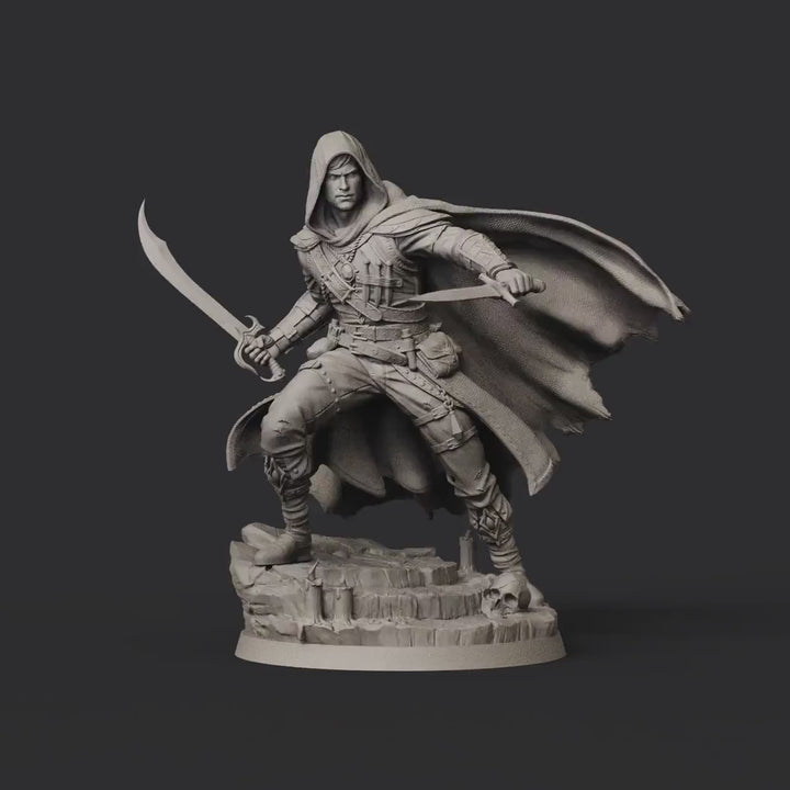 Male Rogue with Scimitar and Dagger, PaintedOrNot Original Design Unpainted Mini | 5 Sizes /Scales