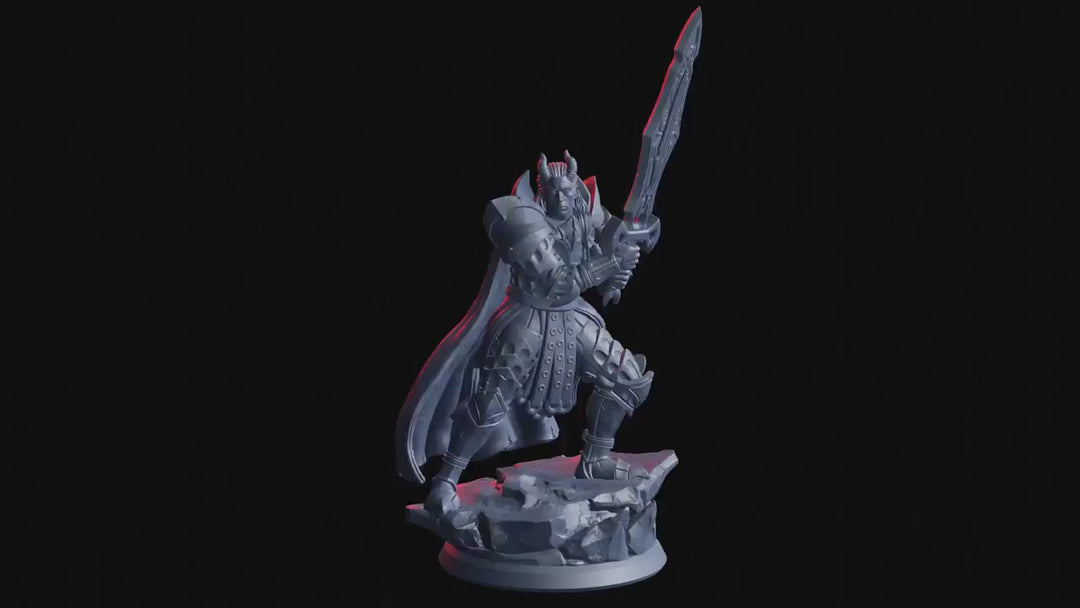 Tiefling Paladin Fighter PC / NPC | 28mm, 32mm,54mm,75mm,100mm Scales | Player Character Mini  -D&amp;D 5e Pathfinder Figurine |Flesh of Gods