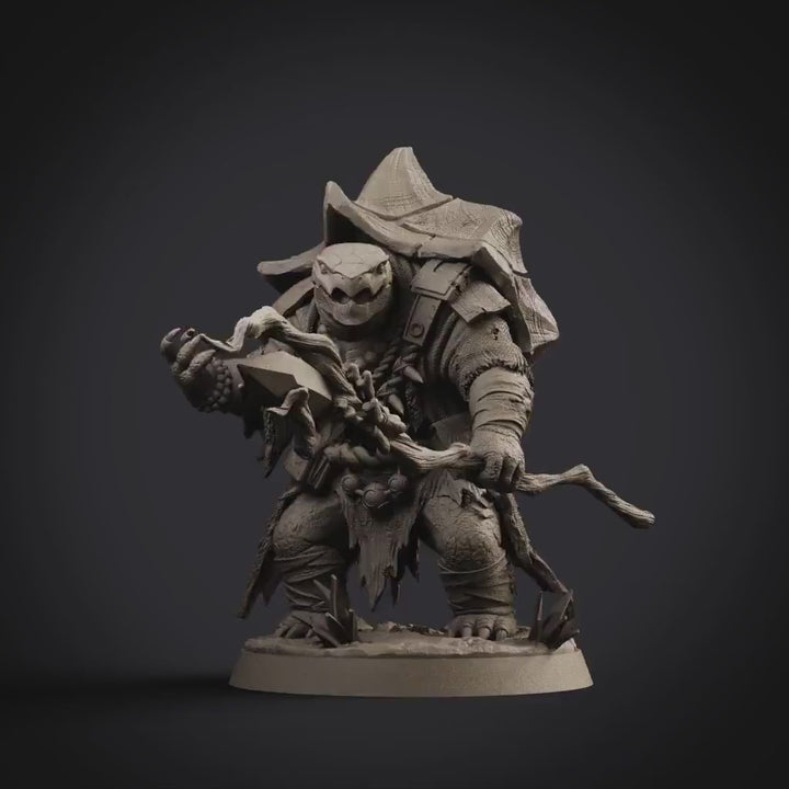 Turtlefolk Druid Miniature | Ravel Sylcarax | Resin RPG Figure