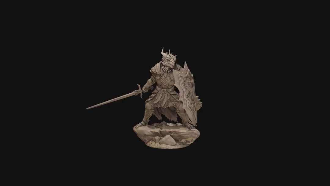 Dragonborn Paladin Miniature, Sword &amp; Shield | PaintedOrNot Original Unpainted Mini