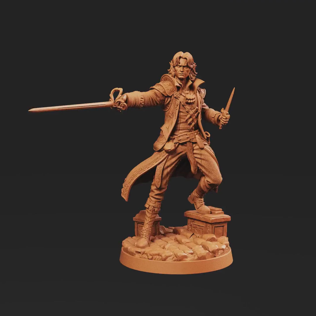 Half-Elf Swashbuckler Rogue Miniature | Tazeryn Sword &amp; Dagger Duelist Fighter | UNPAINTED Resin DnD Pathfinder