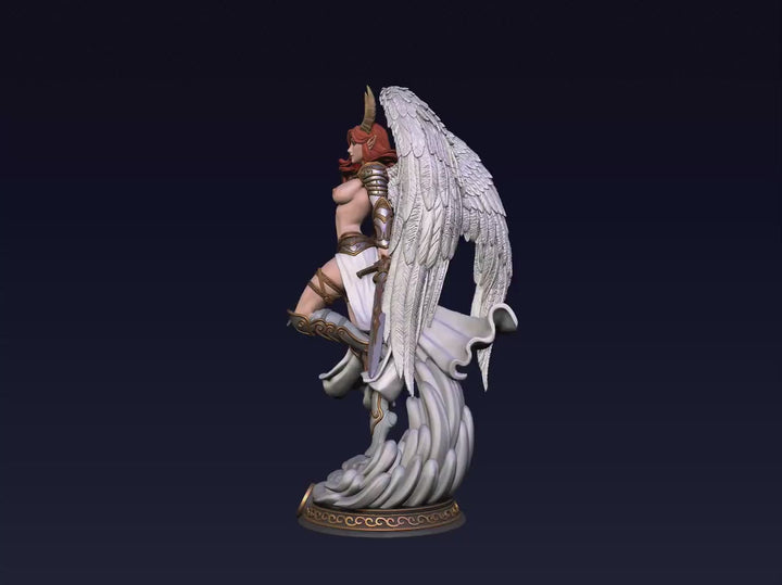 Female Angel Miniature | Taurus Zodiac Warrior NSFW Topless | UNPAINTED Resin DnD Pathfinder