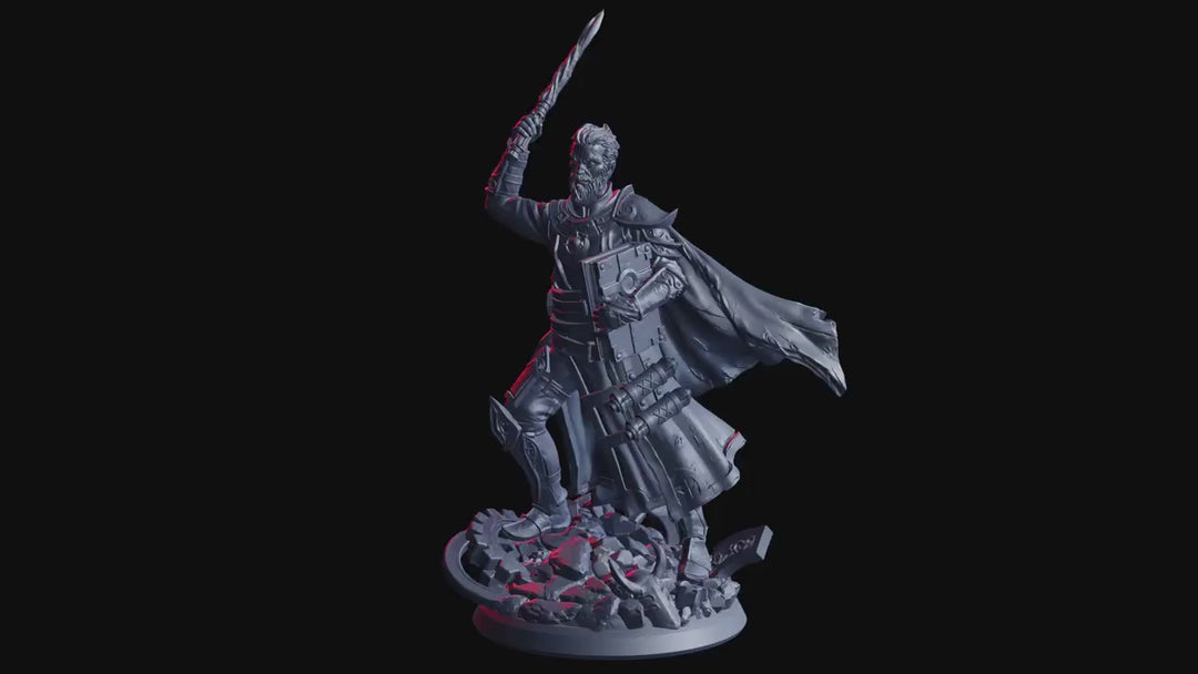Wizard Miniature | Spellbook Battle Mage with Sword | UNPAINTED Resin DnD Pathfinder