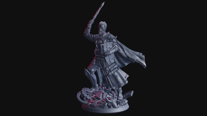 Wizard Miniature | Spellbook Battle Mage with Sword | UNPAINTED Resin DnD Pathfinder
