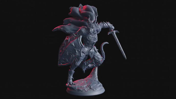 Dragonborn Knight Miniature | Sword and Shield Fighter | Resin RPG Figure