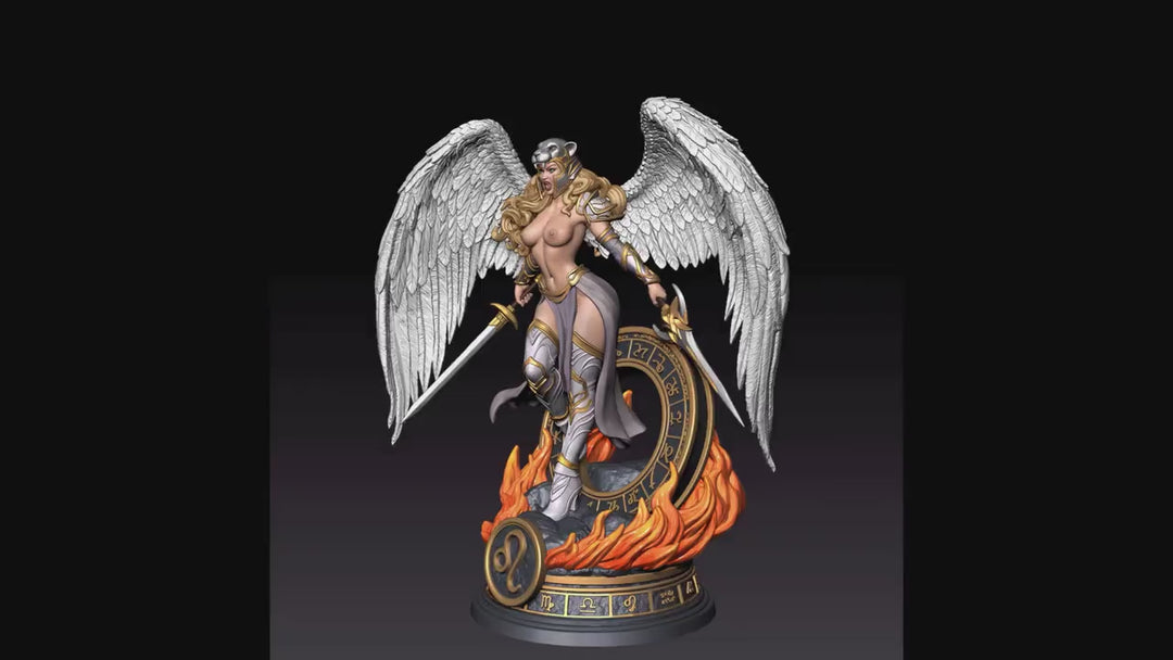 Female Angel Miniature | Leo Zodiac Warrior NSFW Topless | UNPAINTED Resin DnD Pathfinder