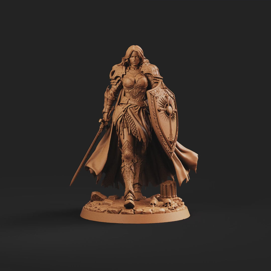 Female Paladin Miniature, Liora Sword Shield Holy Knight, PaintedOrNot Original DnD Pathfinder