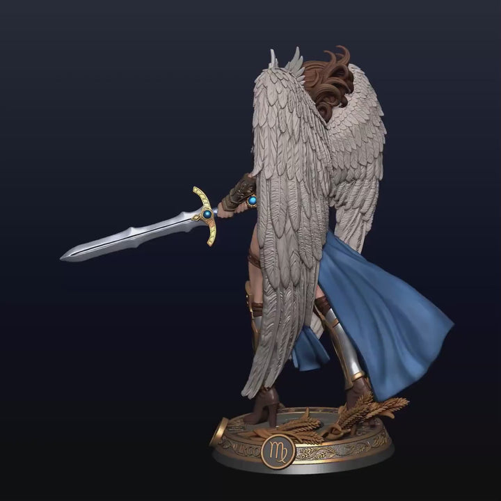 Female Angel Miniature | Virgo Zodiac Warrior NSFW Topless | UNPAINTED Resin DnD Pathfinder