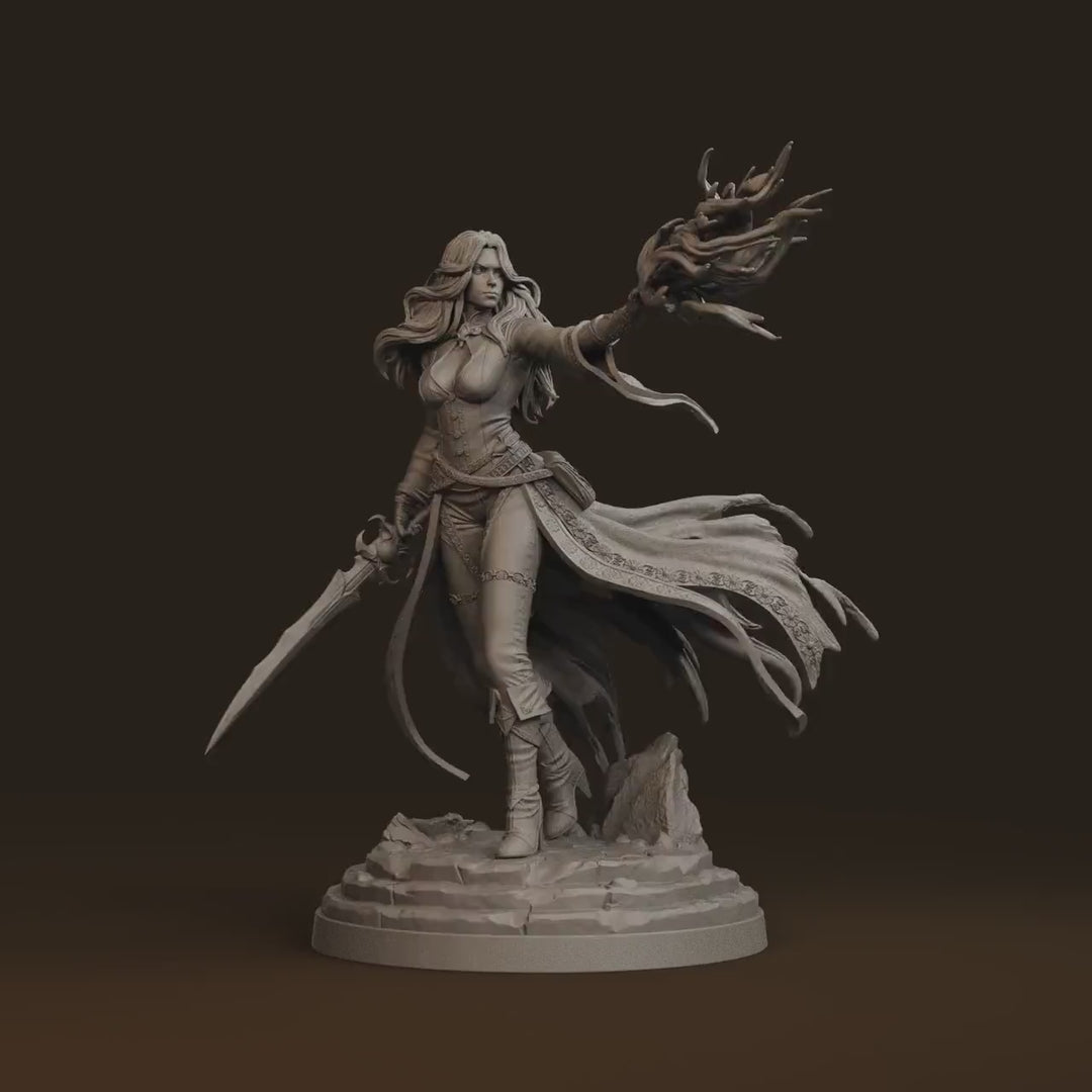 Female Warlock Unpainted Miniature, Malyra Eldritch Warlock, PaintedOrNot Original Resin Mini for DnD 5E